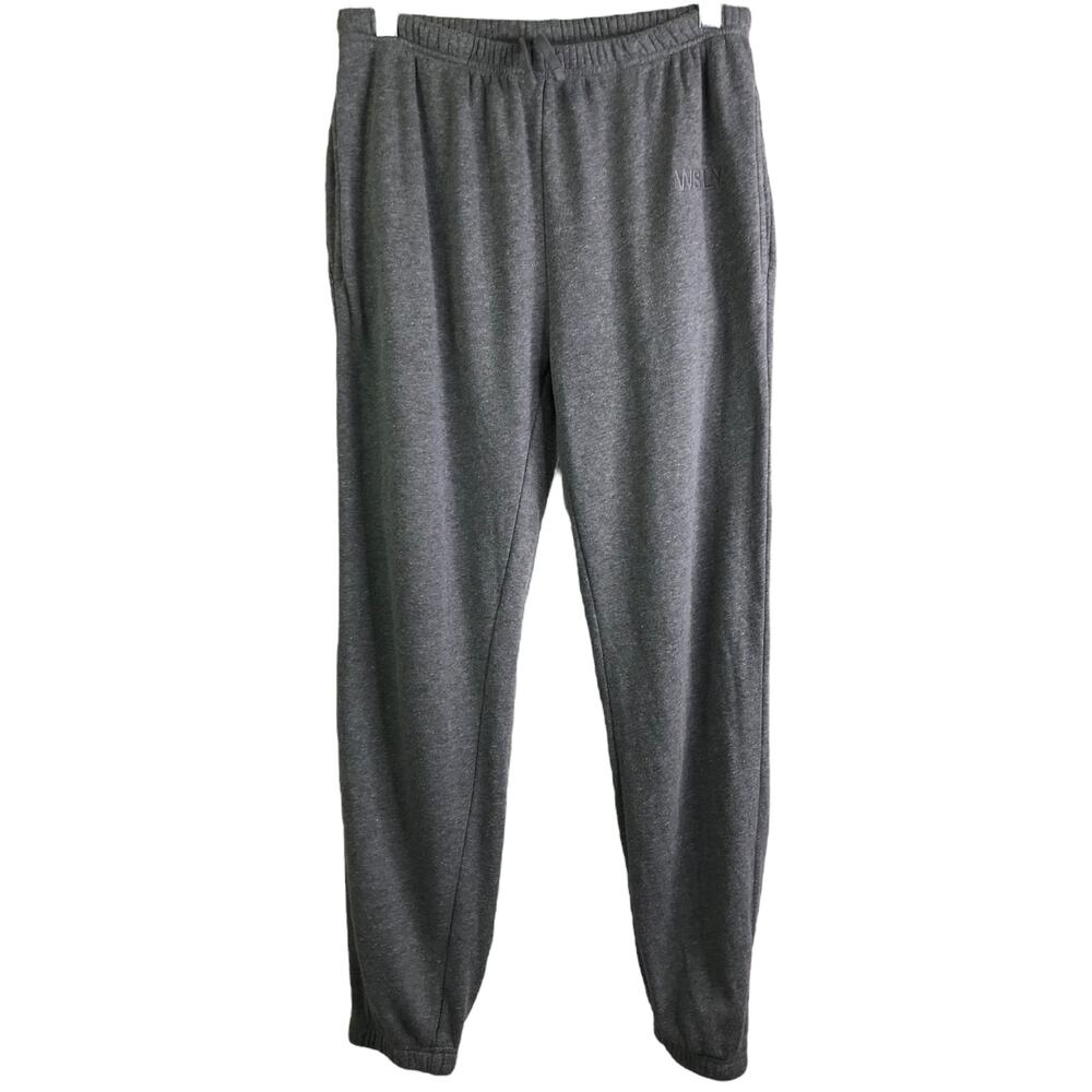 WSLY Sweatpants Womens SP Heather Gray Embroidered Logo Drawstring Elastic Ankle